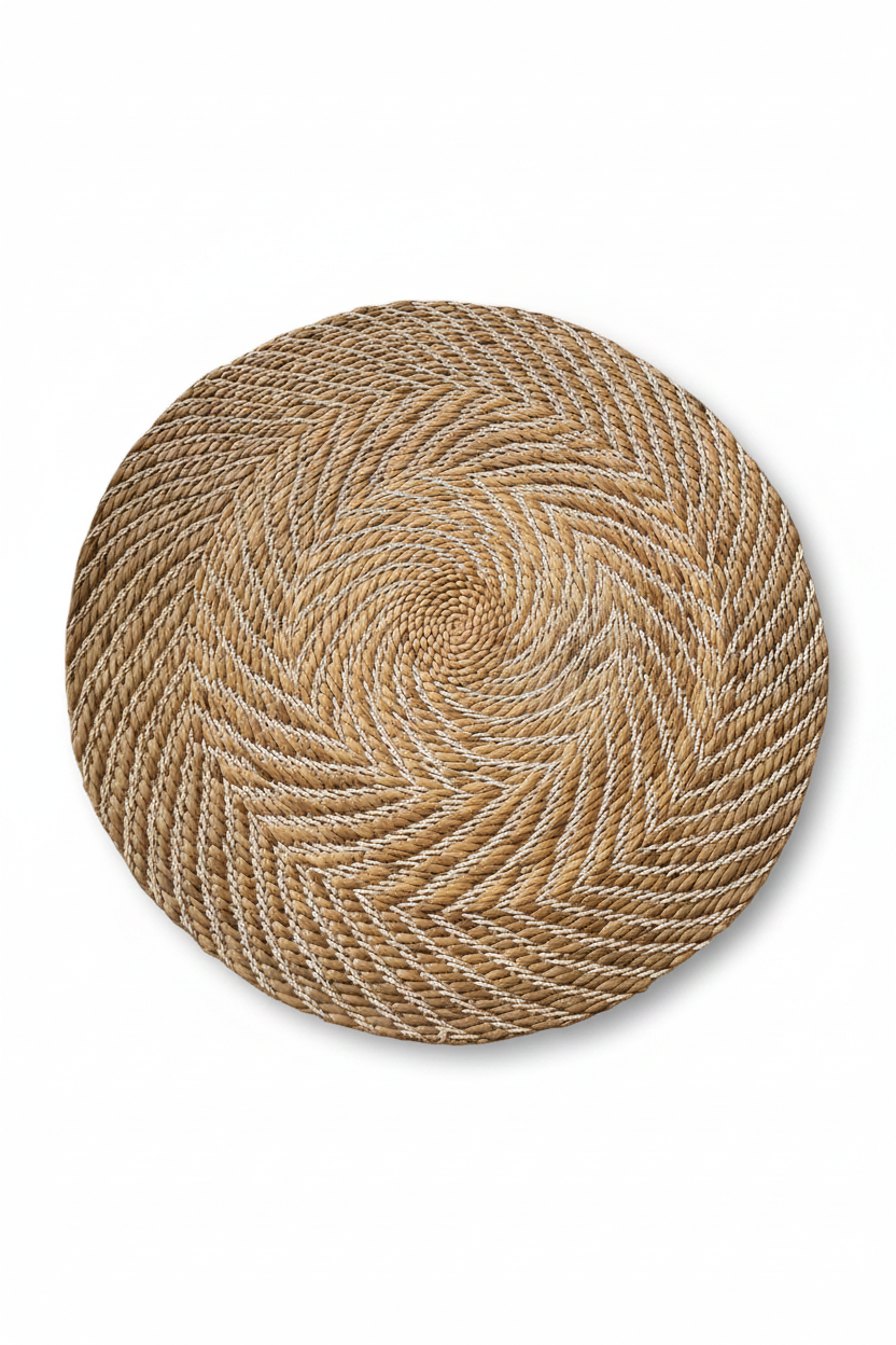 TAPIS FEUILLE BANANIER BLANC/NATUREL