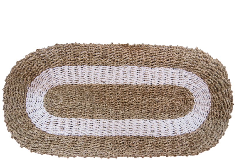TAPIS EXTERIEUR OVAL GRIS/BLANC