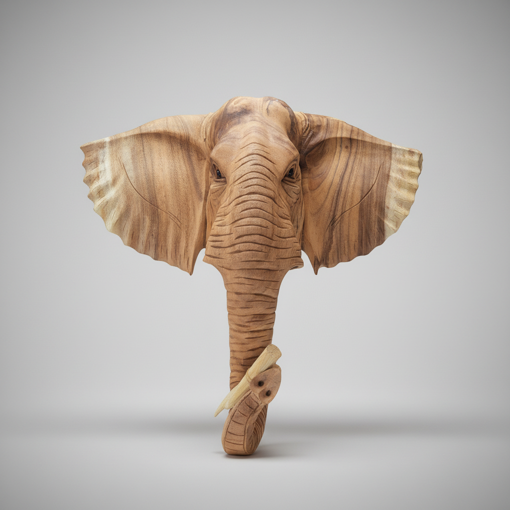 TETE ELEPHANT EN TECK