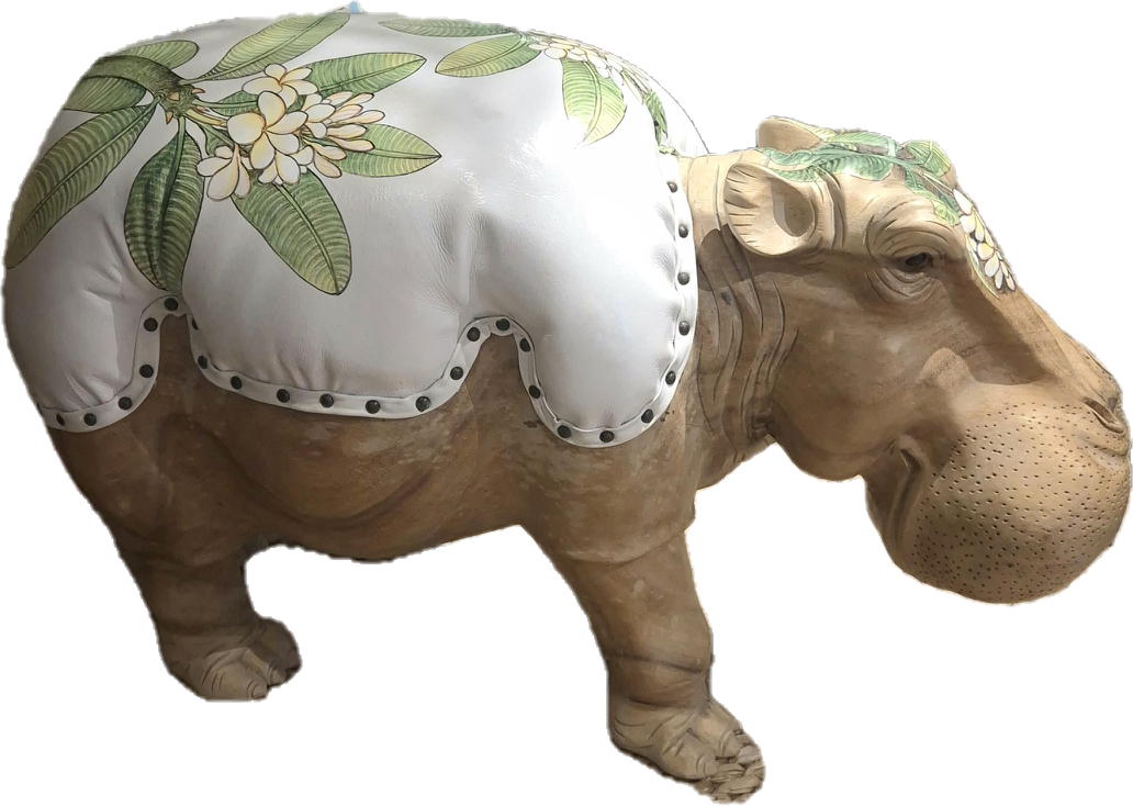 POUF HIPPOPOTAME EN TECK