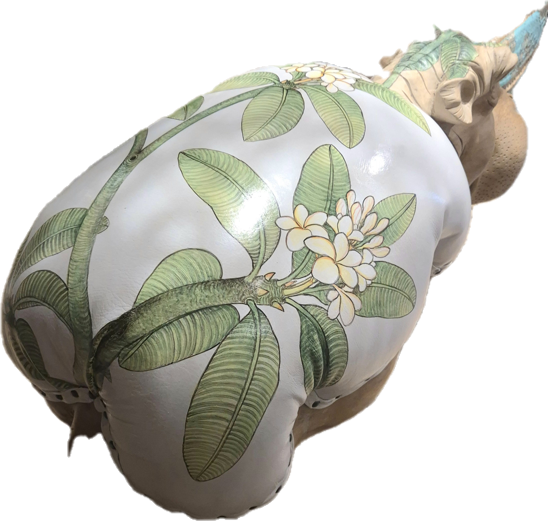 POUF HIPPOPOTAME EN TECK