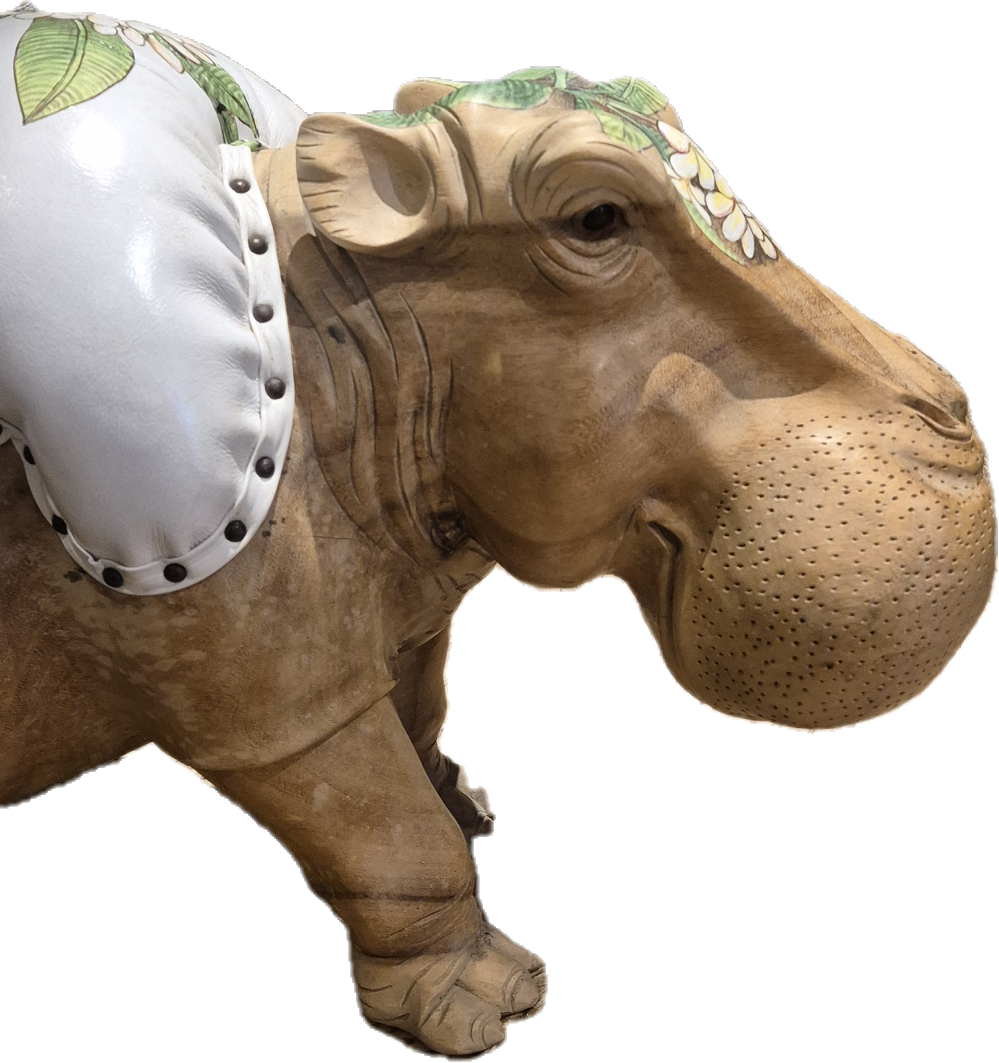 POUF HIPPOPOTAME EN TECK