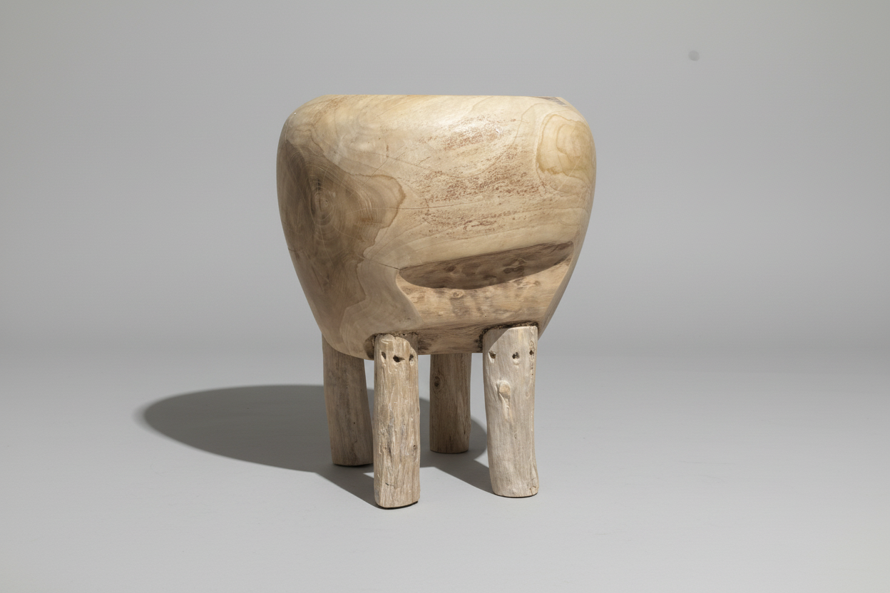 TABOURET BOULE EN TECK