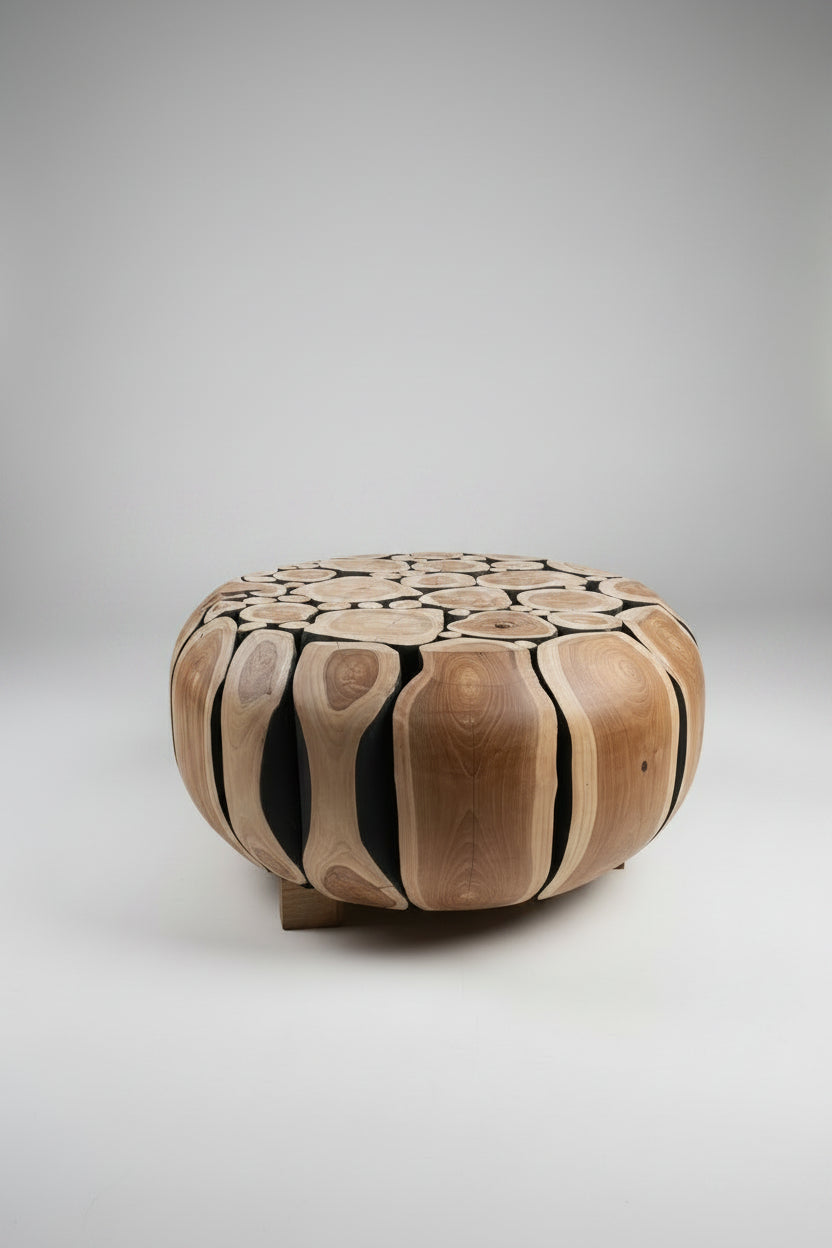 TABLE BOULE EN TECK