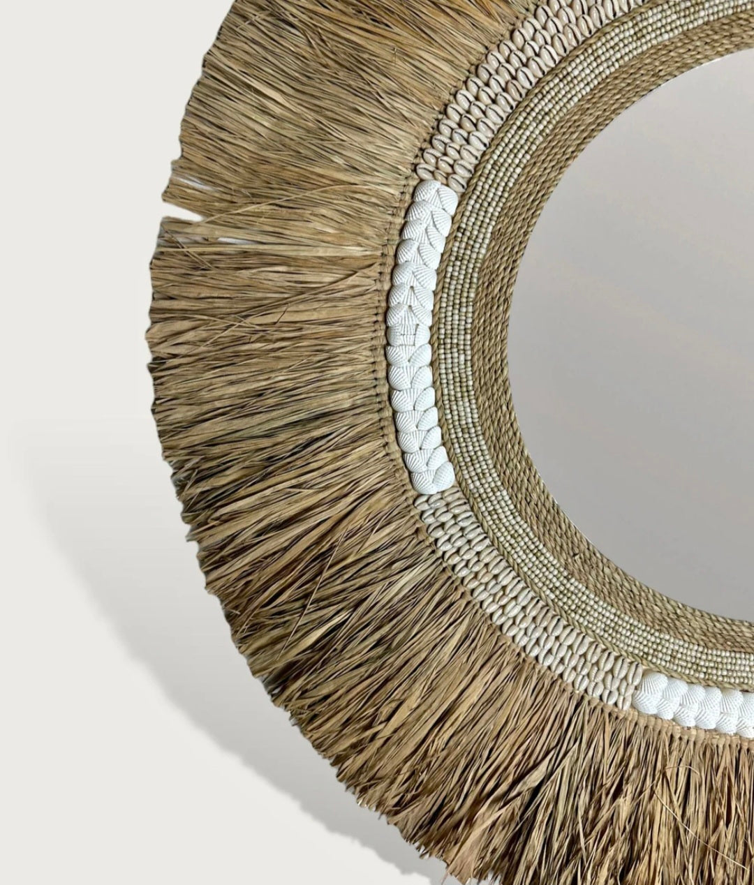 MIROIR COQUILLAGES ET RAPHIA
