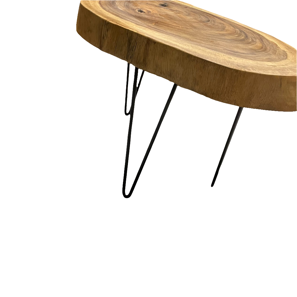 TABLE BASSE TECK PIEDS NOIRS