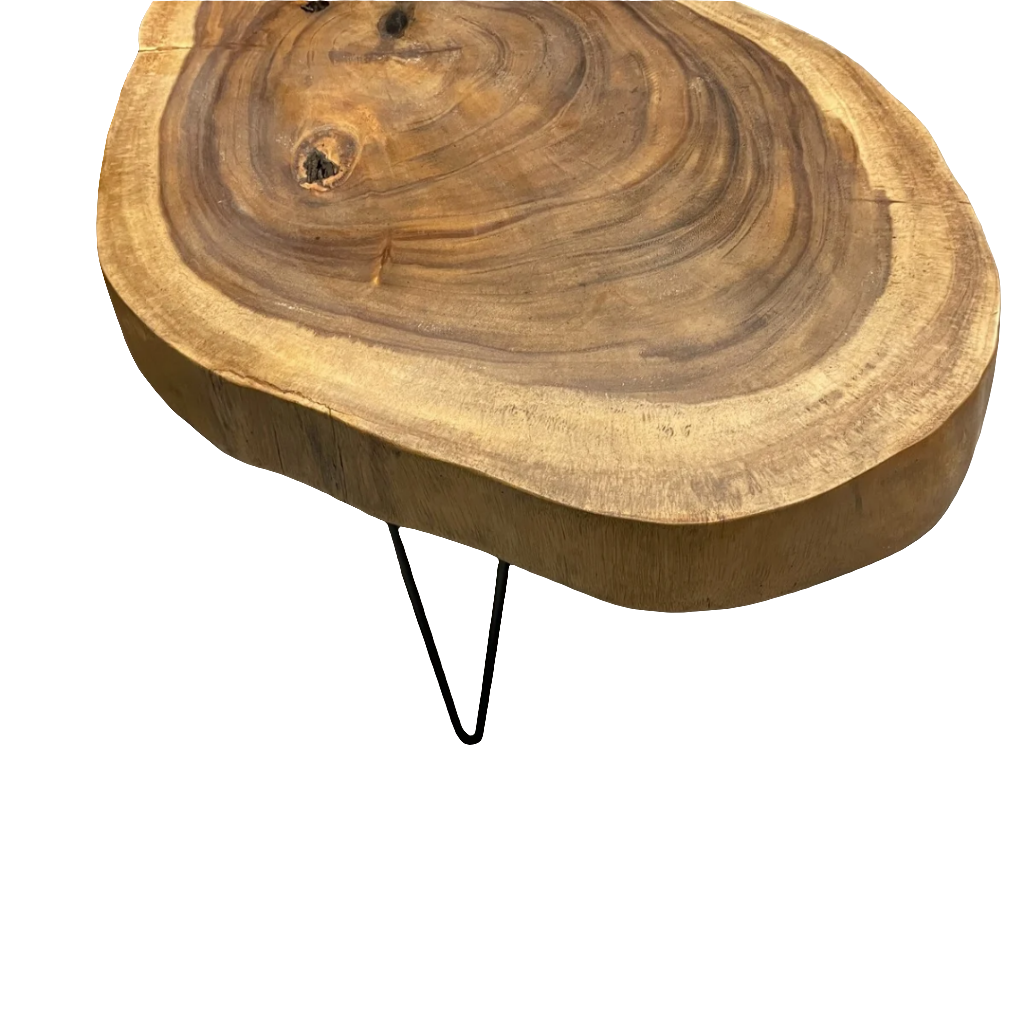TABLE BASSE TECK PIEDS NOIRS
