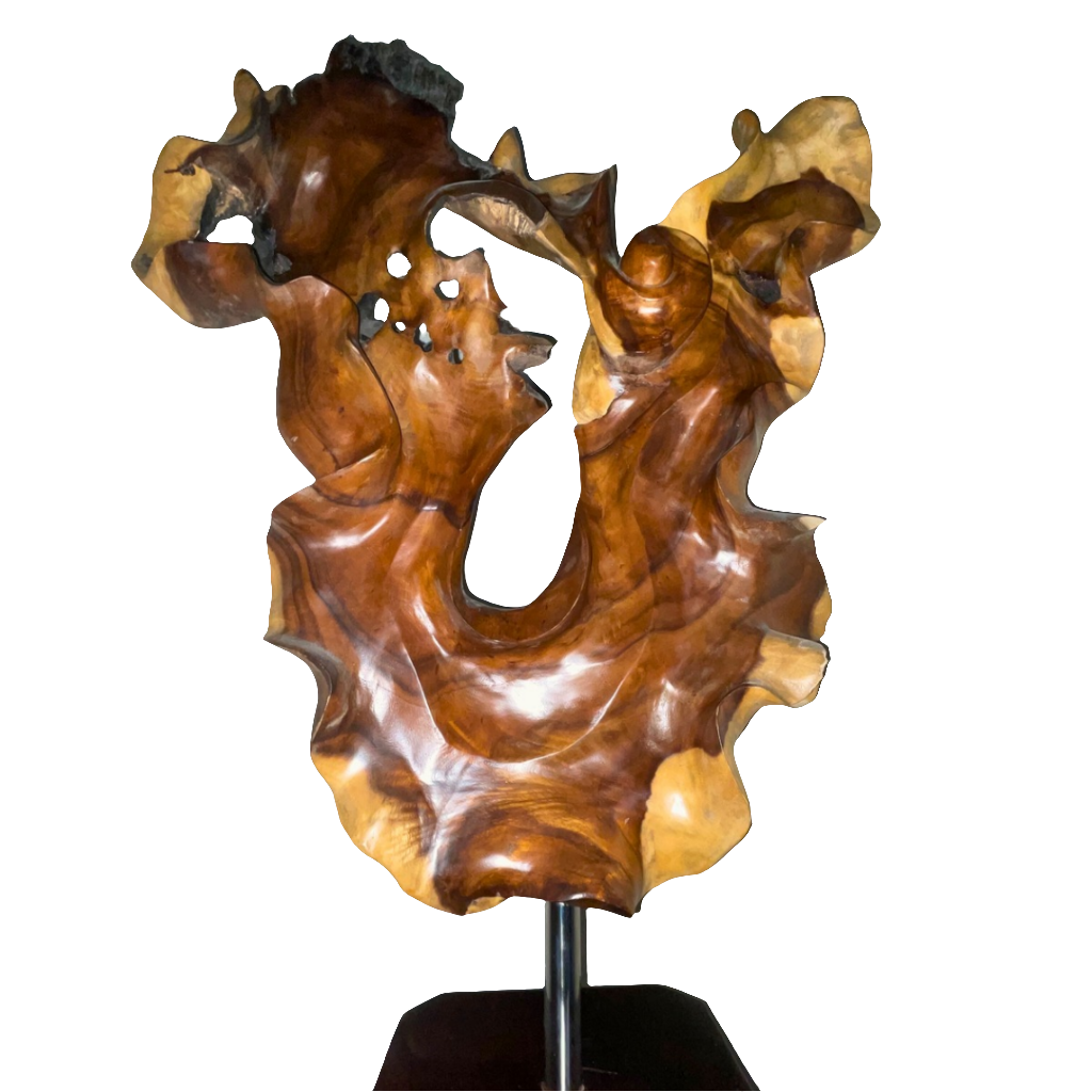 SCULPTURE TECK AVEC SUPPORT