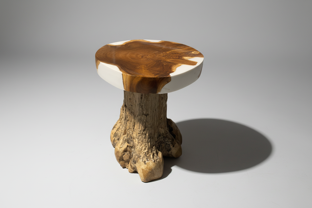 TABOURET RESINE ET TECK