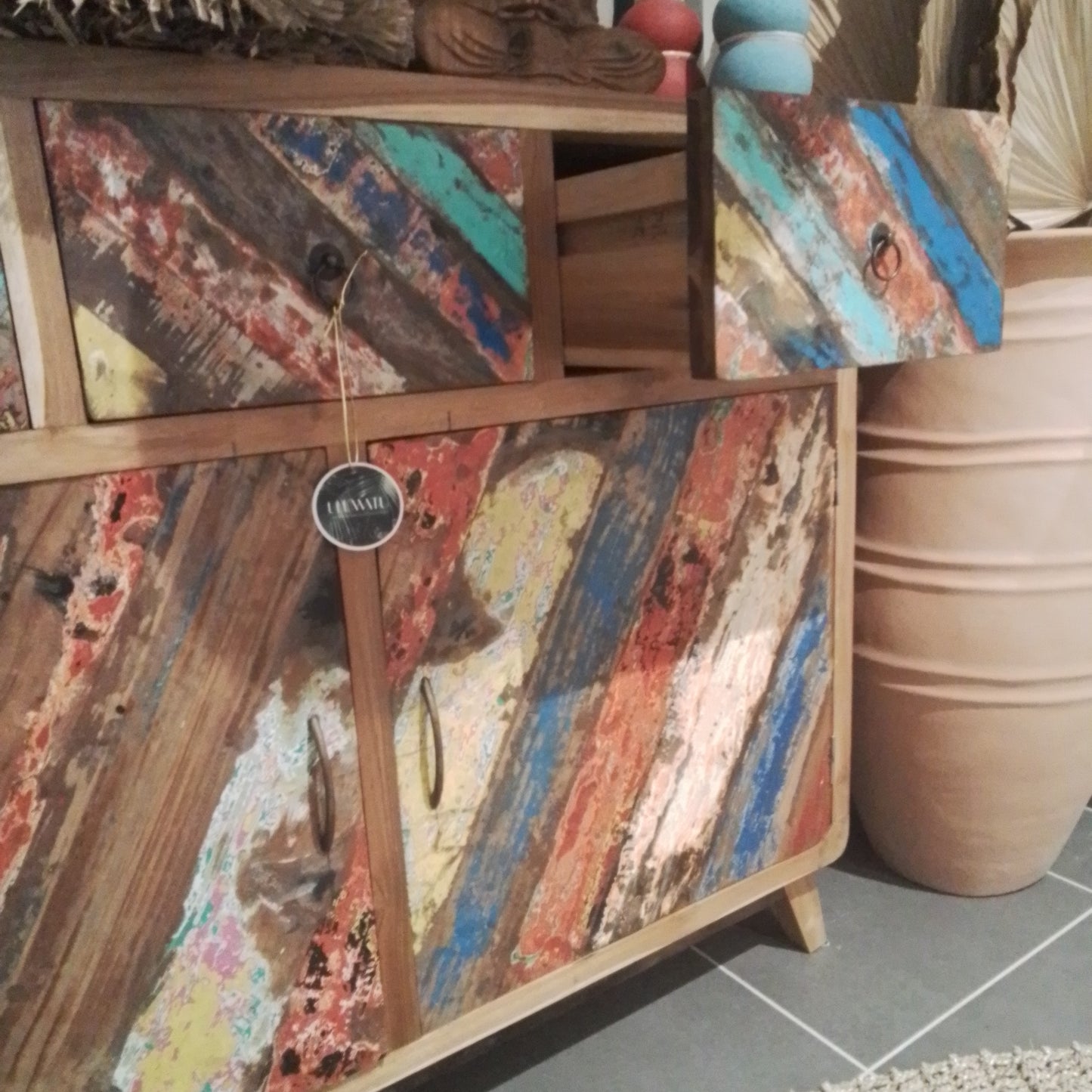 COMMODE BATEAU 3 TIROIRS 2 PORTES