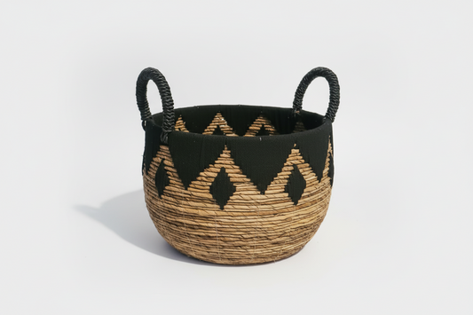 PANIERE AVEC ANCES BANANIER/LAINE