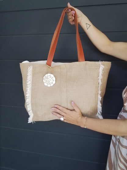 SAC DE PLAGE LIN ET TOILE DE JUTE