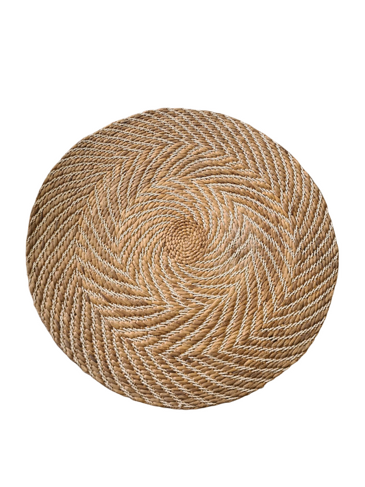 TAPIS FEUILLE BANANIER BLANC/NATUREL
