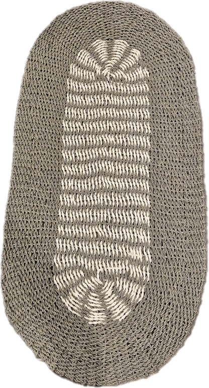 TAPIS EXTERIEUR OVAL GRIS/BLANC