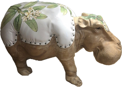 POUF HIPPOPOTAME EN TECK