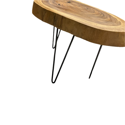 TABLE BASSE TECK PIEDS NOIRS