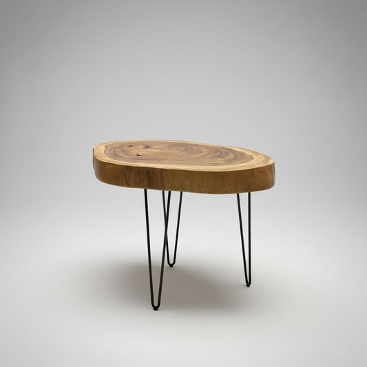 TABLE BASSE TECK PIEDS NOIRS