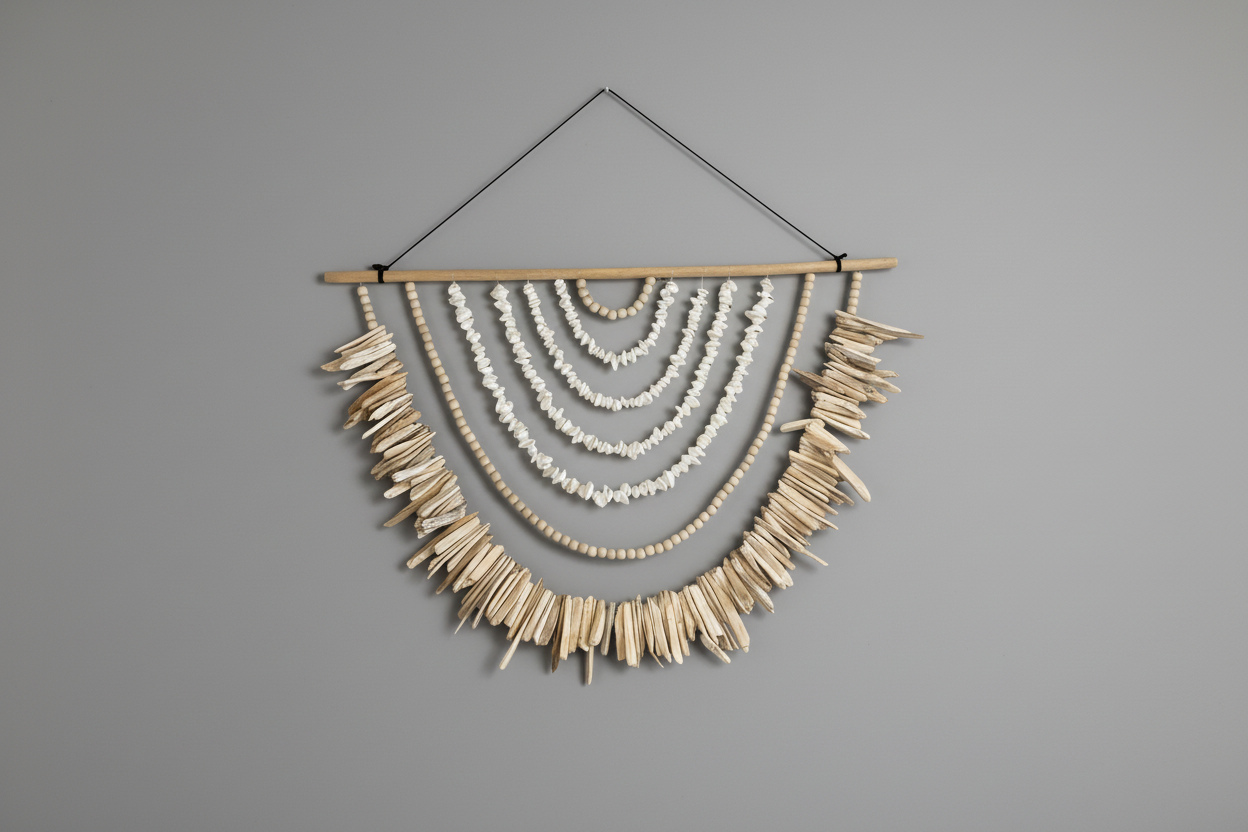 DECO MURAL COQUILLAGE BOIS FLOTTE