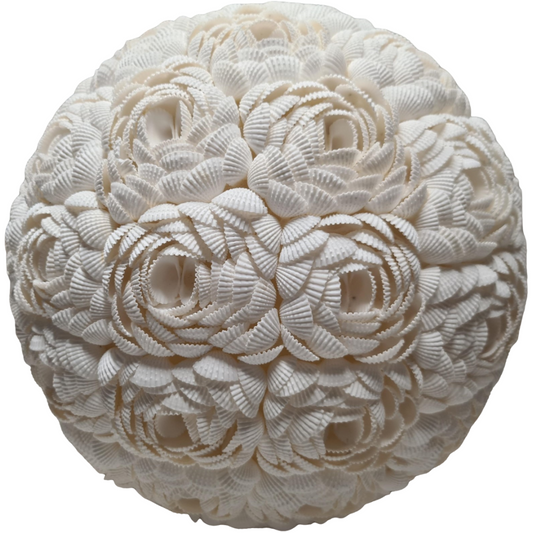 LAMPE BOULE ROSES EN COQUILLAGE