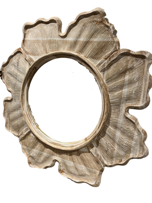 MIROIR EN TECK FLEUR